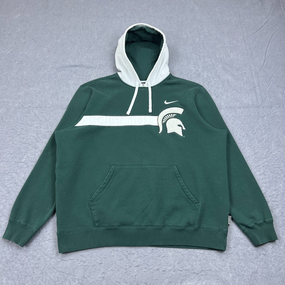 Nike Team Michigan State Spartans Hoodie Mens XL Green NCAA Football Sweatshirt